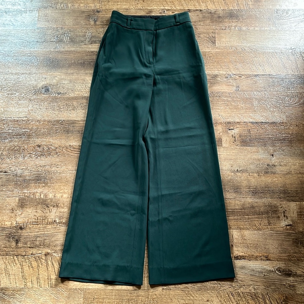 Aritzia Babaton Wide Leg Trousers in Dark Green 00